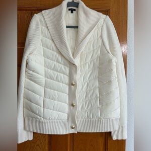 Talbots Ivory Sweater/ Puffer Jacket with Gold Buttons Size Medium